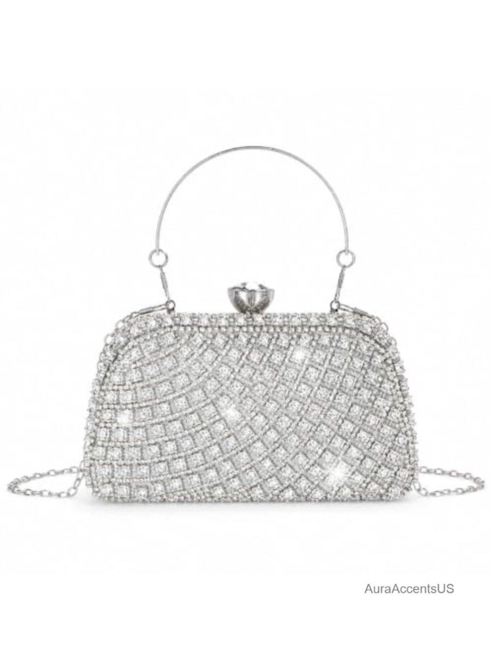 Rhinestone Clutch Evening Bag Sparkly Diamond Push-Lock